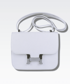 Hermes Constance Swift White Silver Hardware 18Cm