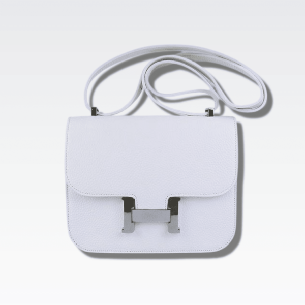 Hermes Constance Swift White Silver Hardware 18Cm