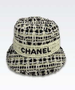 Chanel Tweed Small Brim Bucket Hat Black
