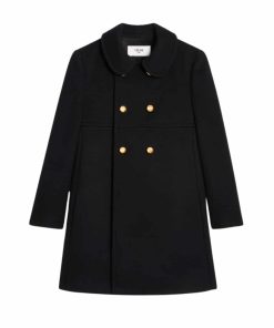 Celine Victorine Coat In In Double Faced Cashmere Black 2M94C6700 38No