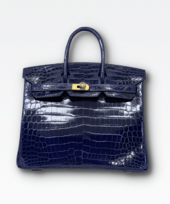 Hermes Birkin 30 Crocodile Gold-Toned Hardware Dark Blue