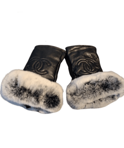 Chanel Vip Gloves Lamnskin Fur Black