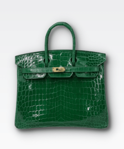 Hermes Birkin 30 Crocodile Gold-Toned Hardware Dark Green