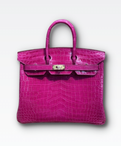 Hermes Birkin 30 Crocodile Gold-Toned Hardware Dark Pink