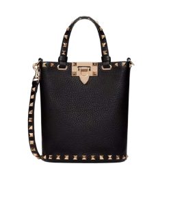 Valentino Rockstud Crossbody Pouch In Grainy Calfskin Black 16Cm 5W2P0W31Vsh 0No