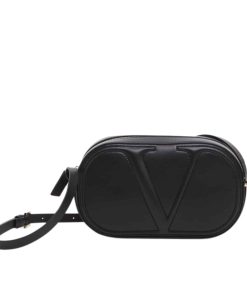 Valentino Vlogo Walk Calfskin Crossbody Bag Black 25Cm