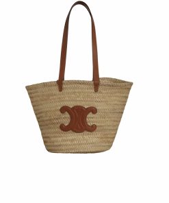 Celine Large Triomphe Classic Pannier In Raffia Calfskin Tan 42Cm 192622Cgg 04Lu