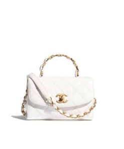 Chanel Mini Flap Handle Lambskin White 25Cm