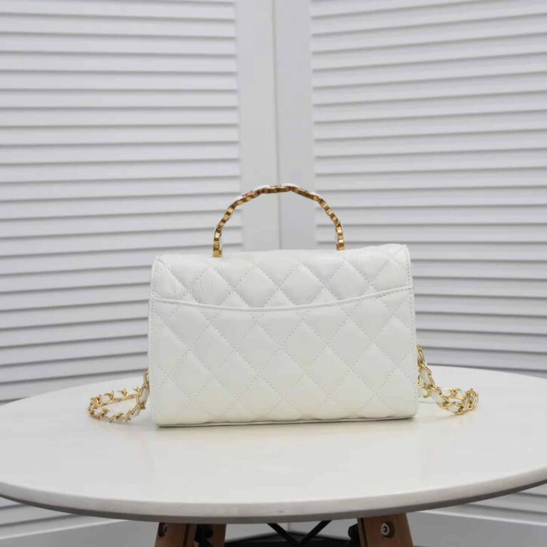 Chanel Mini Flap Handle Lambskin White 25Cm - Image 5