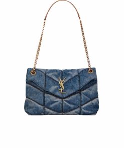 Saint Laurent Puffer Medium In Suede And Denim 30Cm 5774752Pt674575