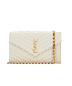 Saint Laurent Classic Cassandre Chain Wallet Bag White 24Cm 377828Bow019207