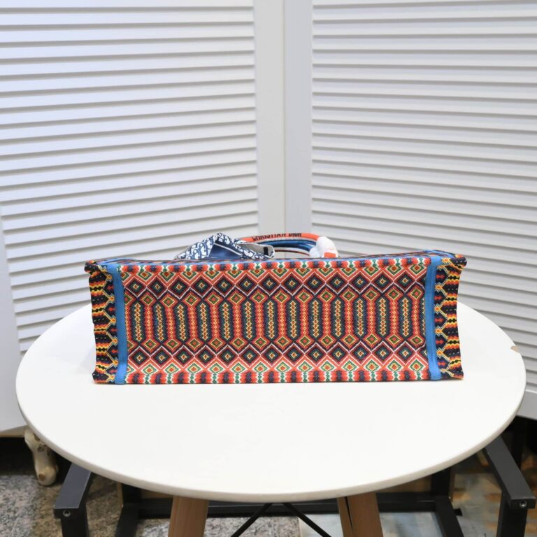 Dior Large Book Tote Canvas Embroidery Dark Multicolor - Image 5