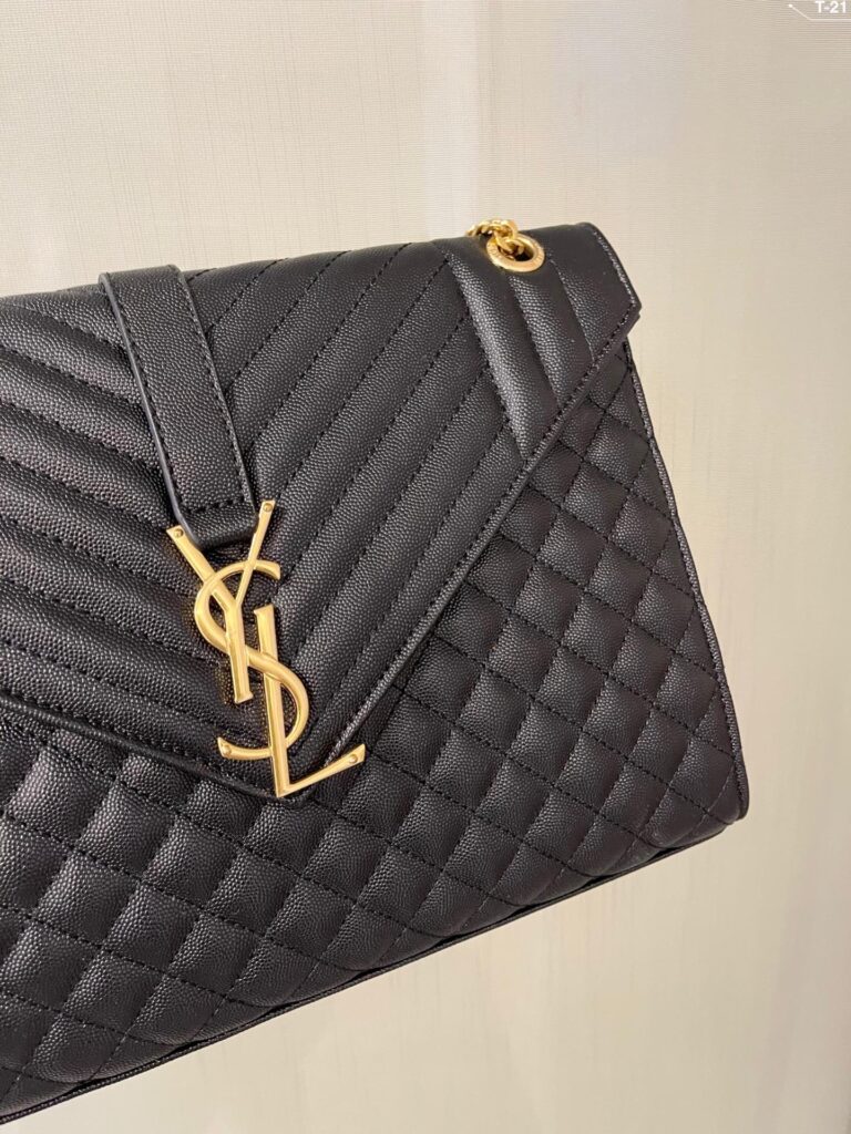 Saint Laurent Envelope Large Bag In Mix Matelass? Grain De Poudre Embossed Black Gold 31Cm 600166Bow911000 - Image 3