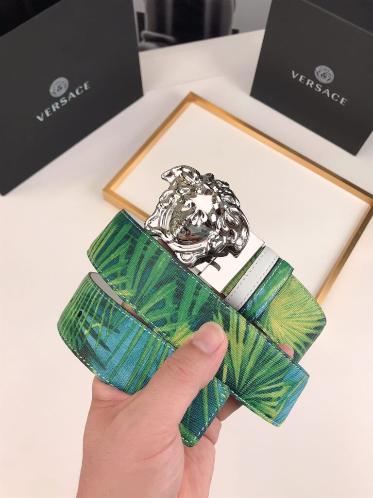 Versace La Medusa Leather Green Silver Metal 4Cm - Image 5