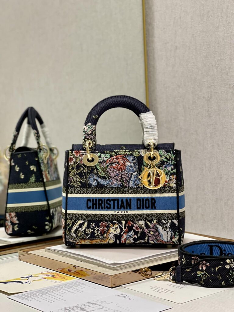 Dior Medium Lady D-Lite Blue Multicolor D-Constellation Embroidery M0565Oruv_M928 24Cm - Image 2