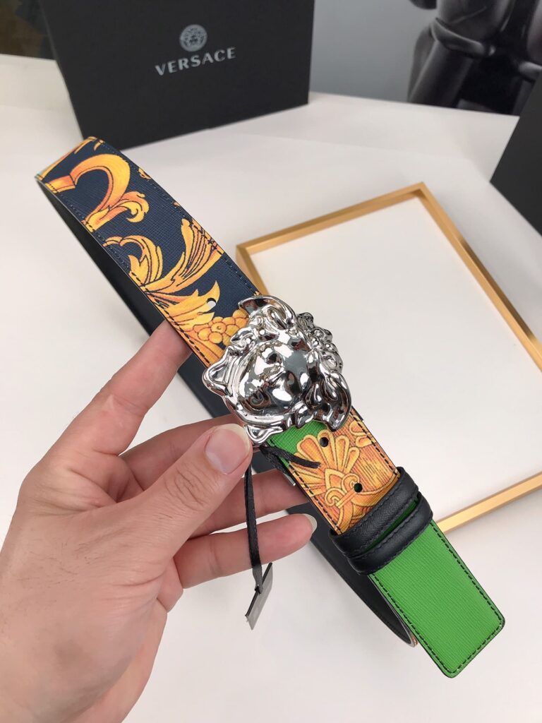 Versace La Medusa Leather Orange Silver Metal 4Cm - Image 3