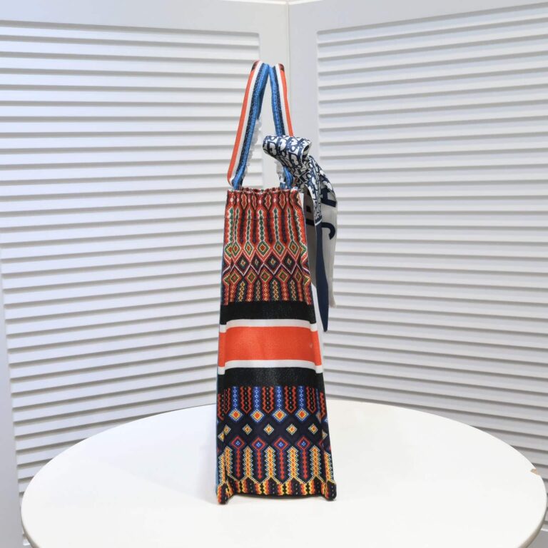 Dior Large Book Tote Canvas Embroidery Dark Multicolor - Image 6