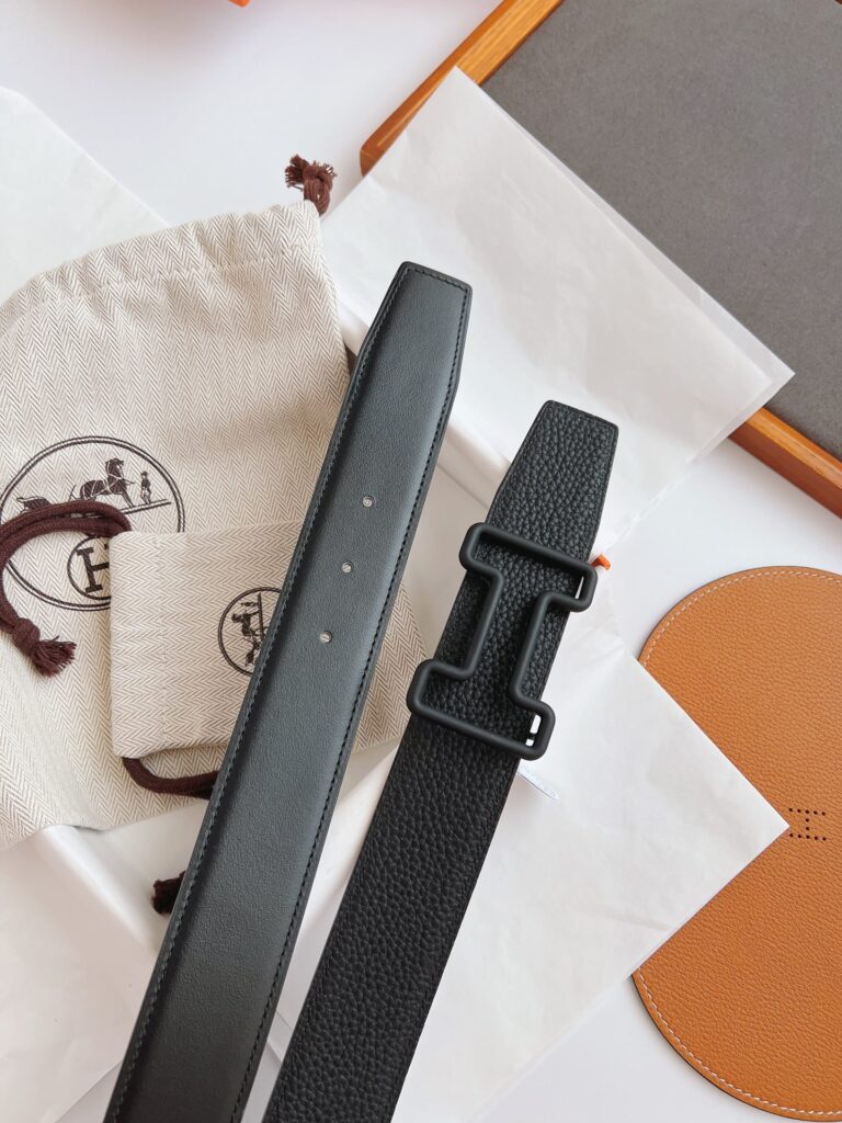 Hermes Leather Belt With H Buckle Black 38Mm - Image 4