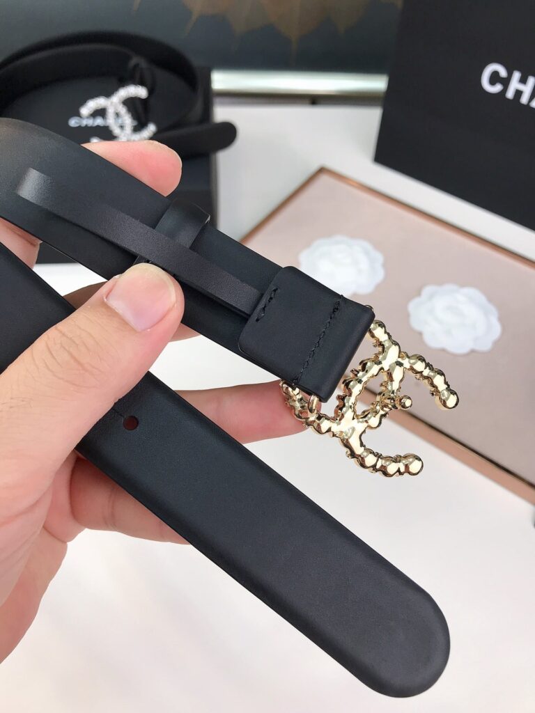 Chanel Cc Gold Plated Belt Leather With Pearls 28Mm - Image 2