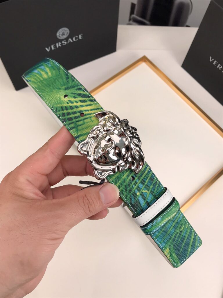 Versace La Medusa Leather Green Silver Metal 4Cm - Image 4