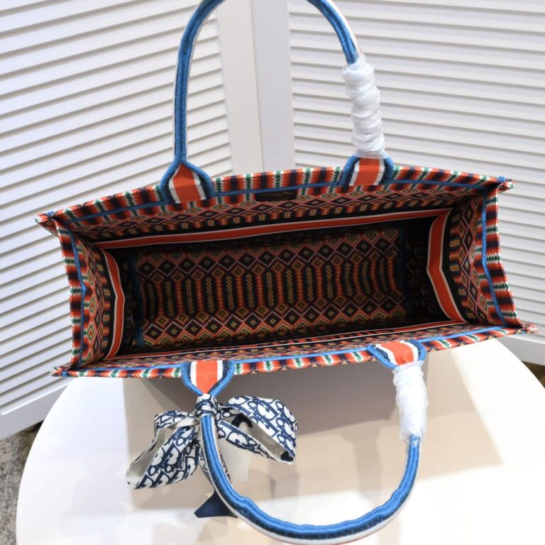 Dior Large Book Tote Canvas Embroidery Dark Multicolor - Image 7