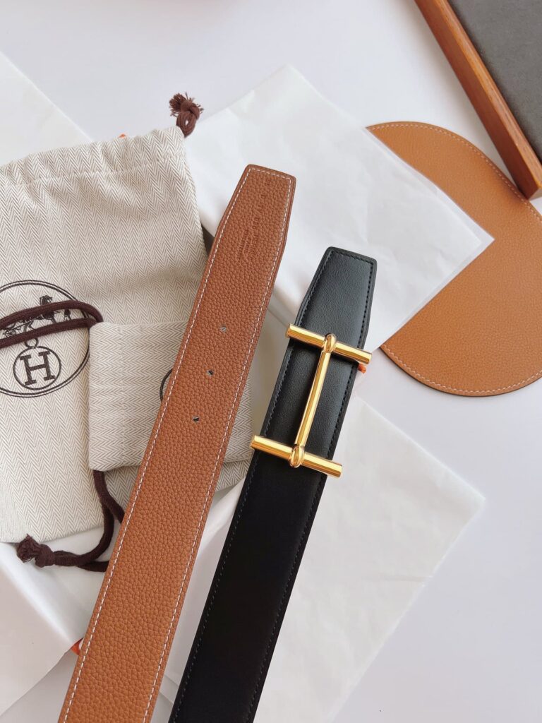 Hermes Leather Belt Gold Buckle Black 38Mm - Image 2