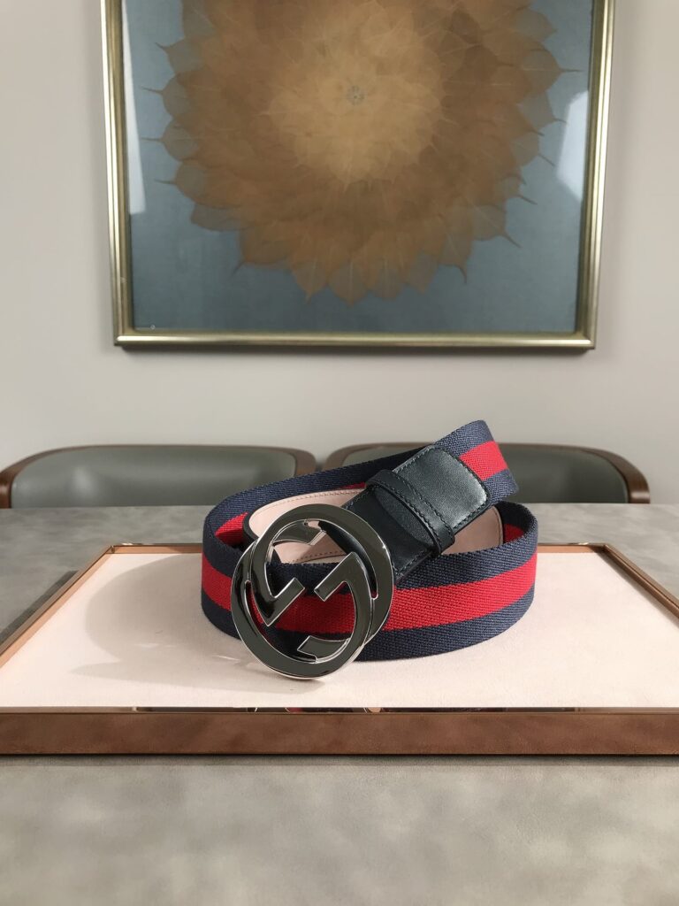 Gucci Web Belt With G Buckle Navy 4Cm 411924 H917N 8497 - Image 4