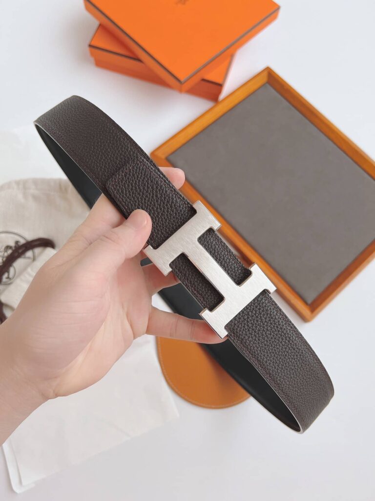Hermes Belt Togo Swift Silver Buckle Brown 38Mm - Image 4