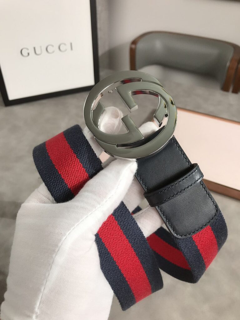 Gucci Web Belt With G Buckle Navy 4Cm 411924 H917N 8497 - Image 5