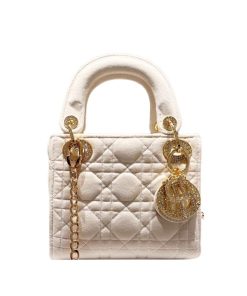 Dior Lady Blush Cannage Suede Leather White 17Cm