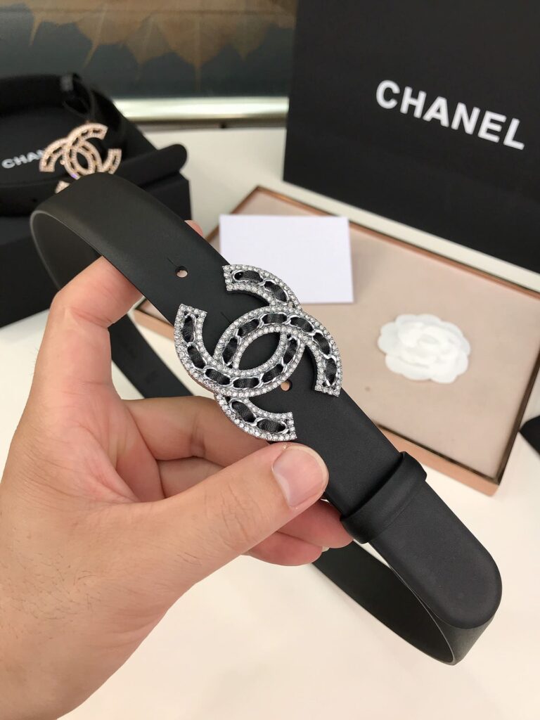 Chanel Glass Pearls Crystal Silver Black Belt 28Mm - Image 2