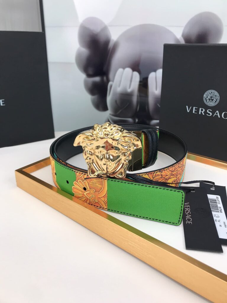 Versace La Medusa Leather Orange Gold Metal 4Cm - Image 9