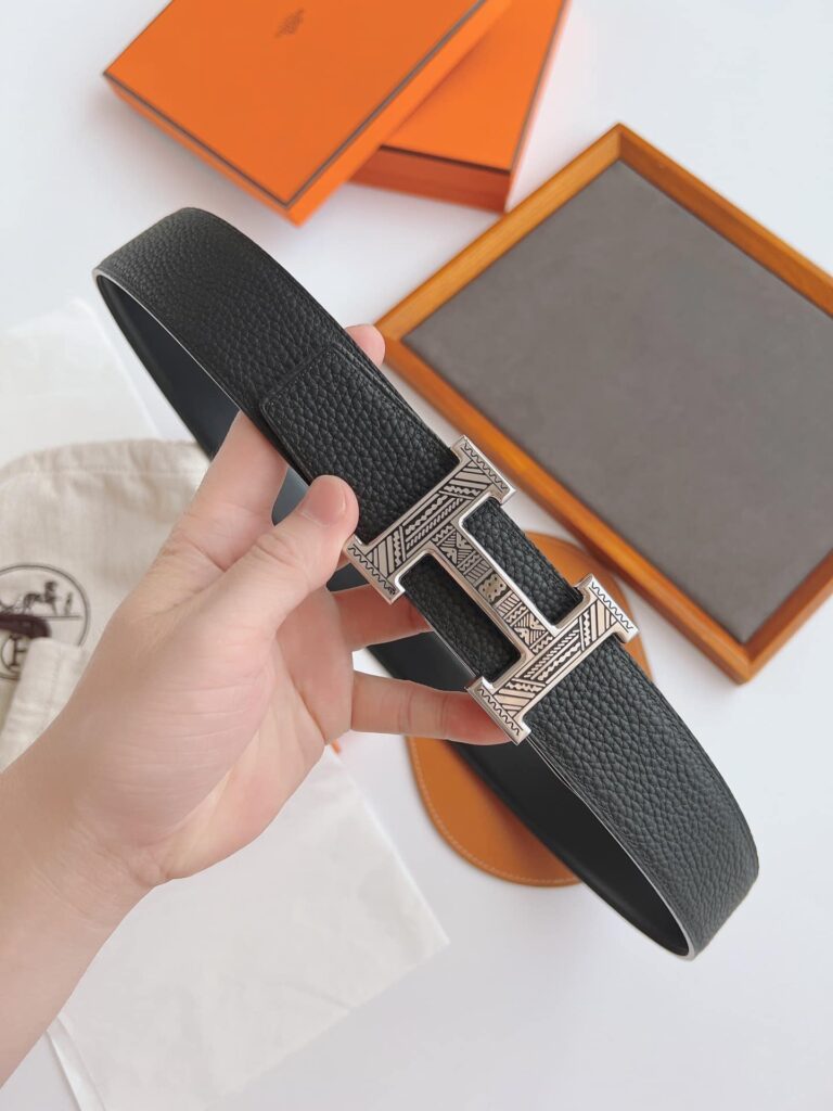 Hermes Touareg Leather Belt Black 38Mm - Image 3