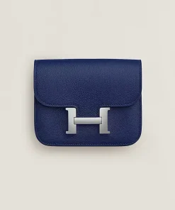 Hermes Constance Slim Bicolor Wallet Blue H082501Ckah