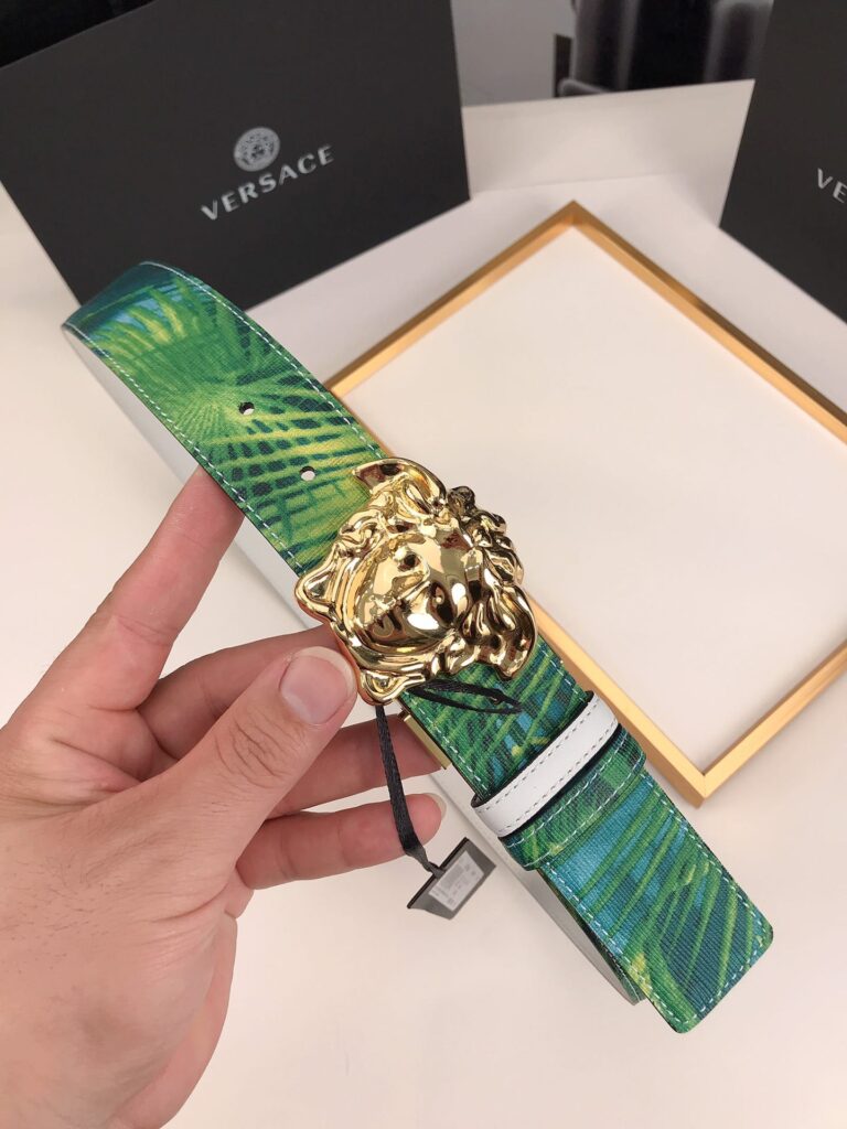 Versace La Medusa Leather Green Gold Metal 4Cm - Image 2