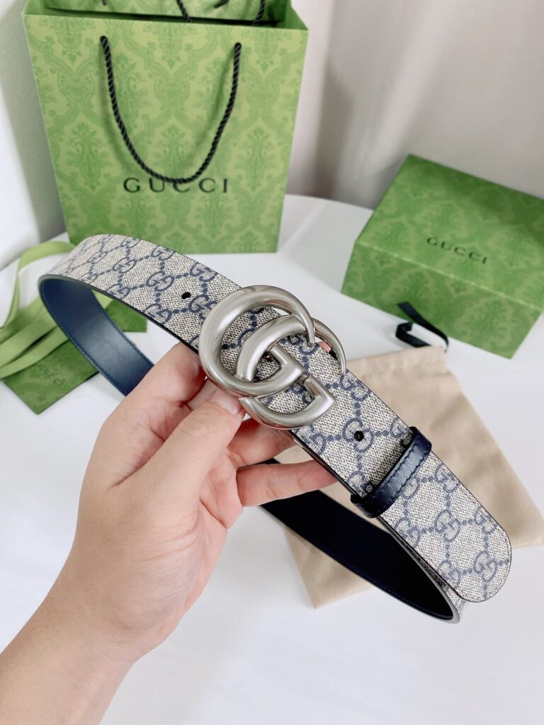 Gucci Supreme Belt With G Buckle Silver Metal 3.8Cm - Image 4