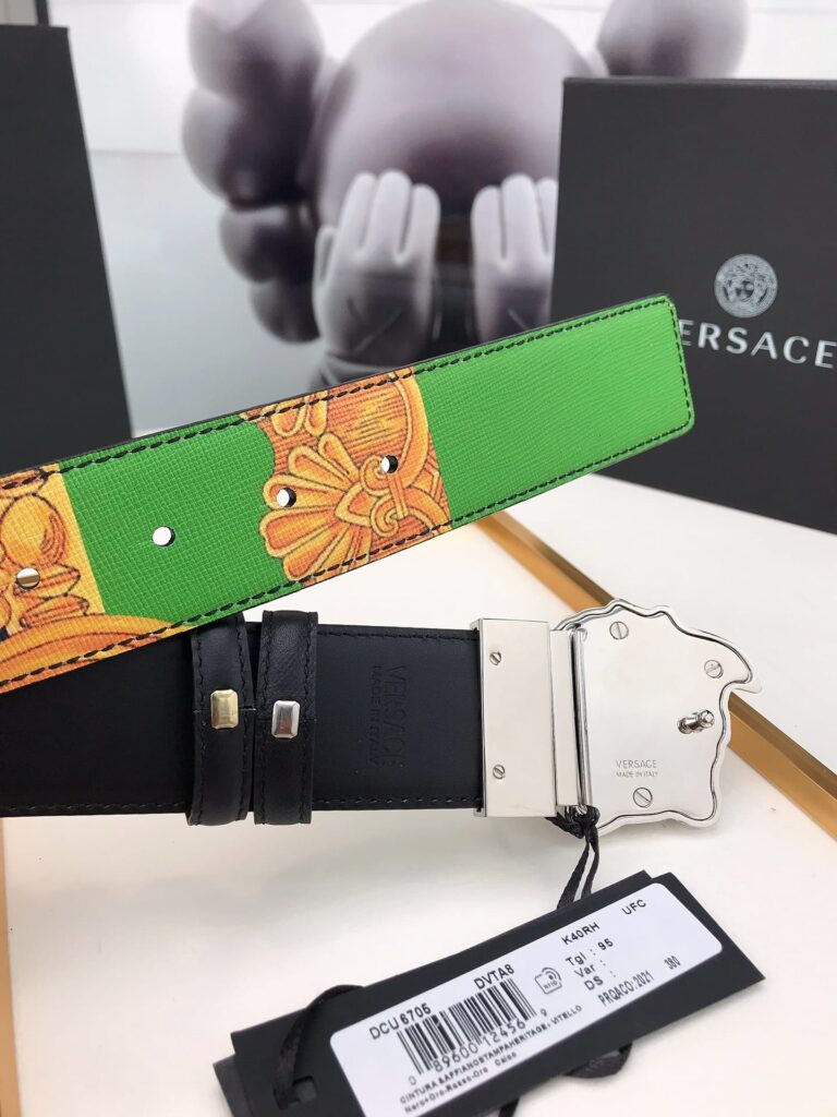 Versace La Medusa Leather Orange Silver Metal 4Cm - Image 2