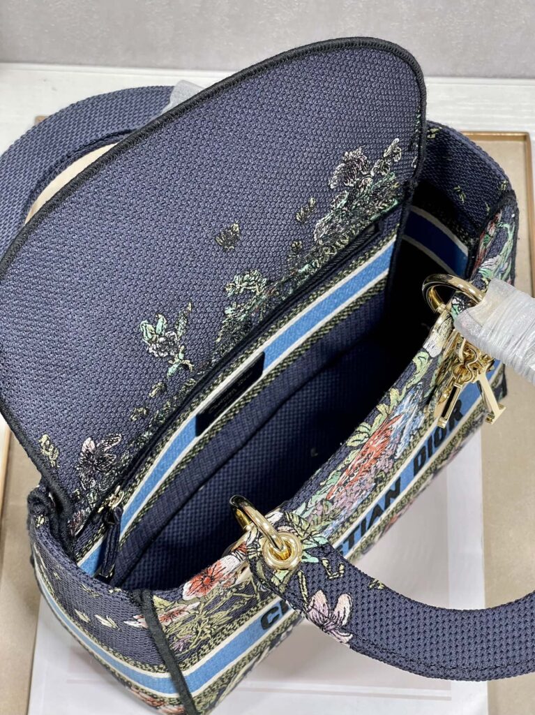 Dior Medium Lady D-Lite Blue Multicolor D-Constellation Embroidery M0565Oruv_M928 24Cm - Image 7