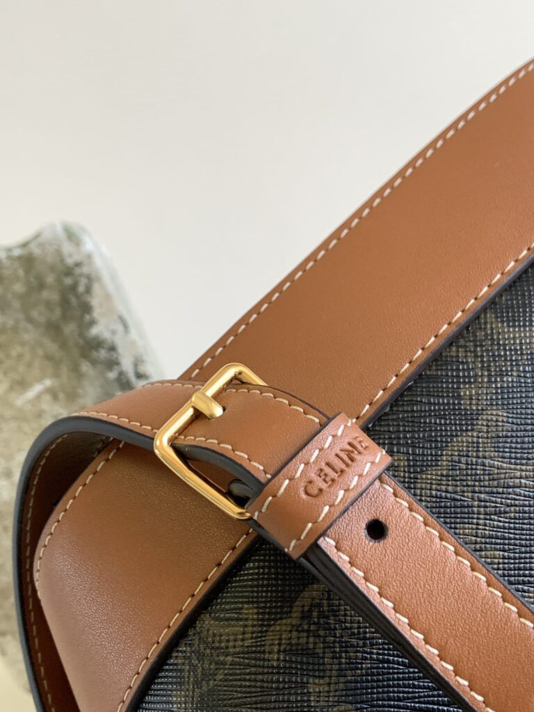 Celine Cuir Triomphe Canvas And Calfskin Celine Print Tan - Image 8