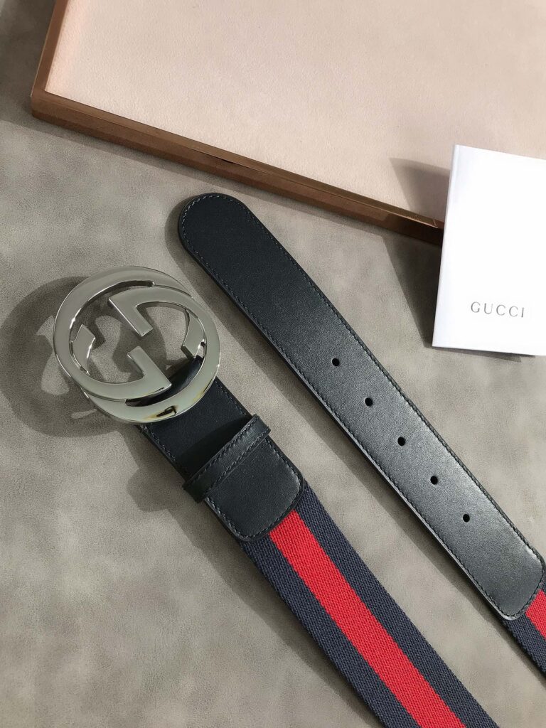 Gucci Web Belt With G Buckle Navy 4Cm 411924 H917N 8497 - Image 3