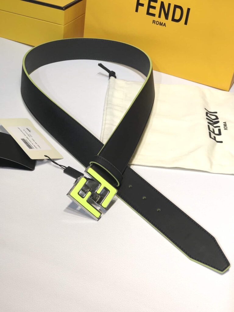 Fendi Ff Leather Betl Neon Green 40Mm - Image 2