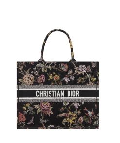Dior Book Tote Black Multicolor Jardin Botanique 36Cm