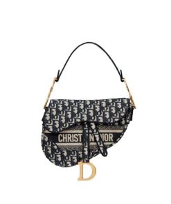 Dior Saddle Bag Dior Oblique Embroidery Blue 24Cm M0446Criwm928