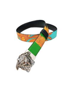 Versace La Medusa Leather Orange Silver Metal 4Cm