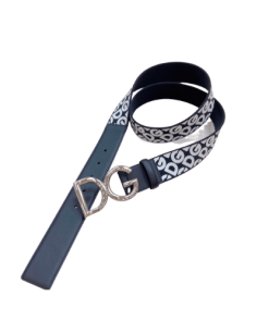 Dolce &Amp; Gabbana Leather Belt With Dg Logo Black And Silver Metal 4Cm
