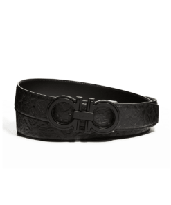 Salvatore Ferragamo Gancini Reversible Black Leather Belt