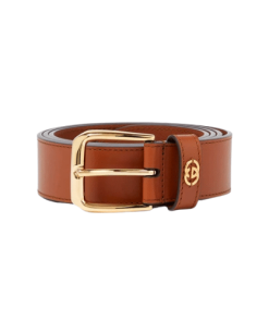 Gucci Brown Belt With Square Buckle And Interlocking G Gold Meatl 35Mm