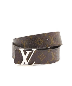 Louis Vuitton Initiales Reversible Monogram Eclipse Canvas Belt Silver Metal 4Cm