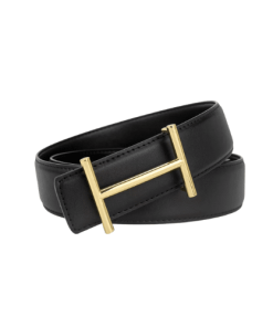 Hermes Leather Belt Gold Buckle Black 38Mm