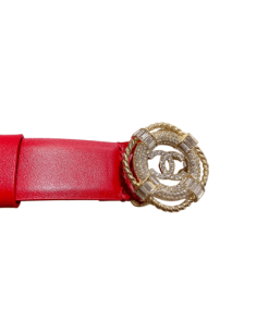 Chanel Leather Belt With Cc Buckle In Metal Red 3Cm